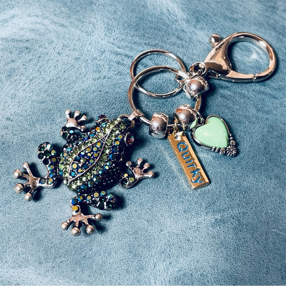 NEW 🐸 “Quirky” Frog Rhinestone Bag Charm Keychain, Portland Leather Compatible!